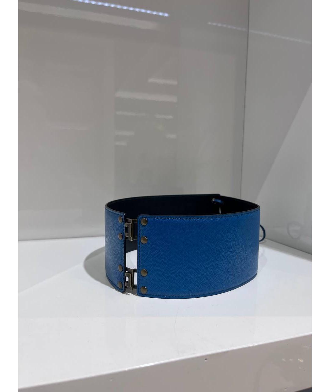 SAINT LAURENT Синий кожаный ремень, фото 3