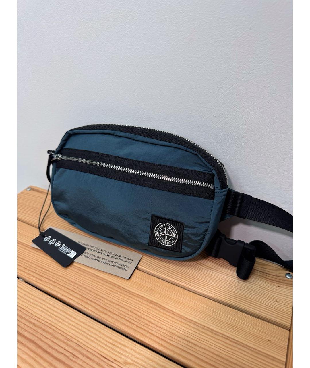 STONE ISLAND Зеленая синтетическая поясная сумка, фото 2