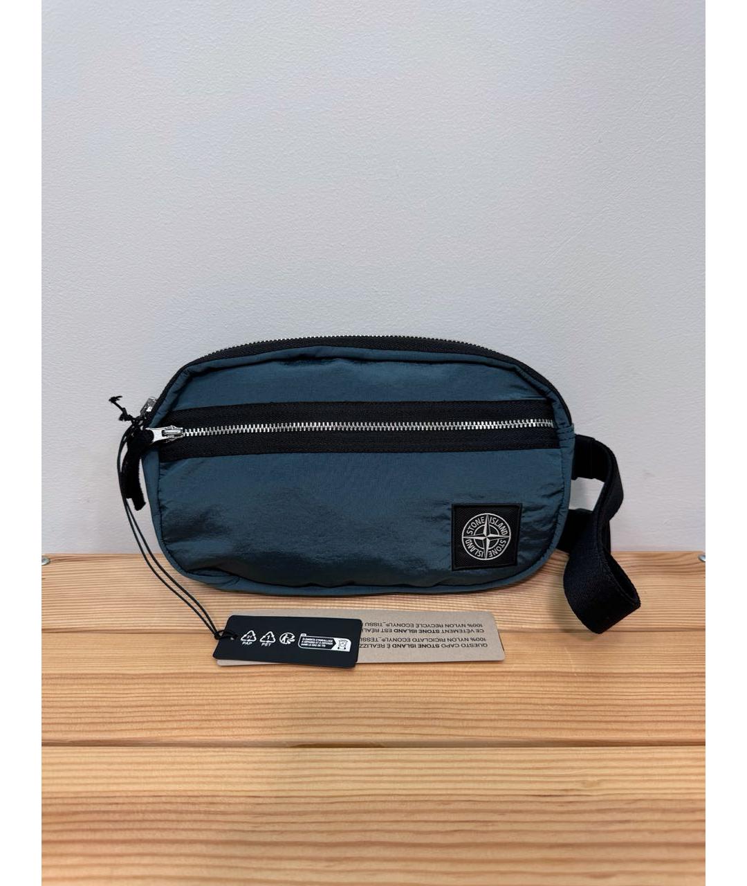 STONE ISLAND Зеленая синтетическая поясная сумка, фото 5