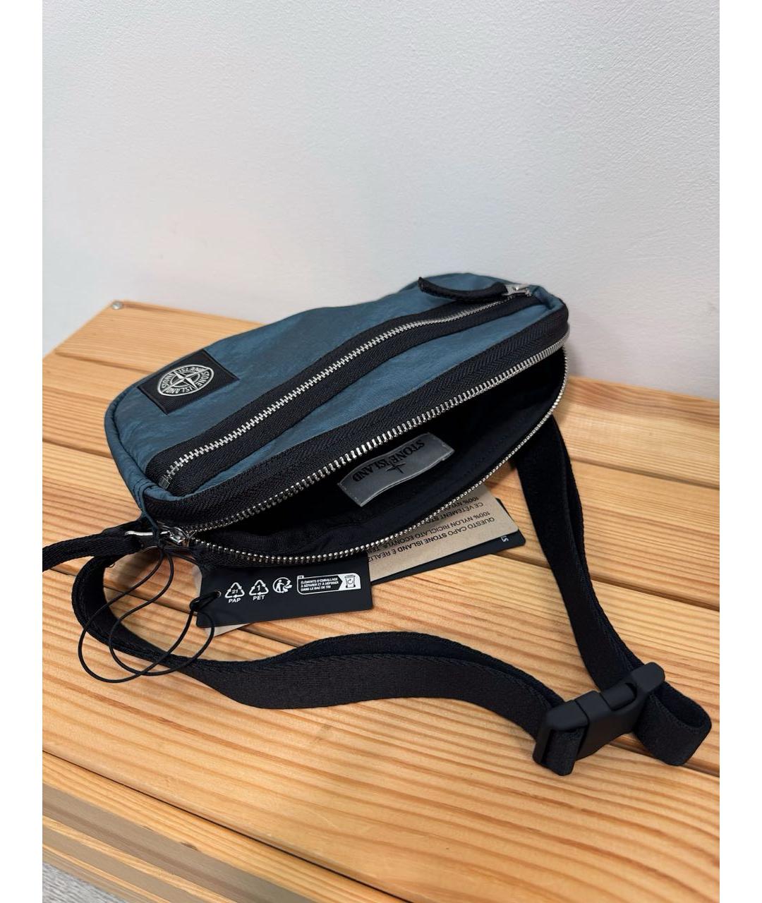 STONE ISLAND Зеленая синтетическая поясная сумка, фото 3