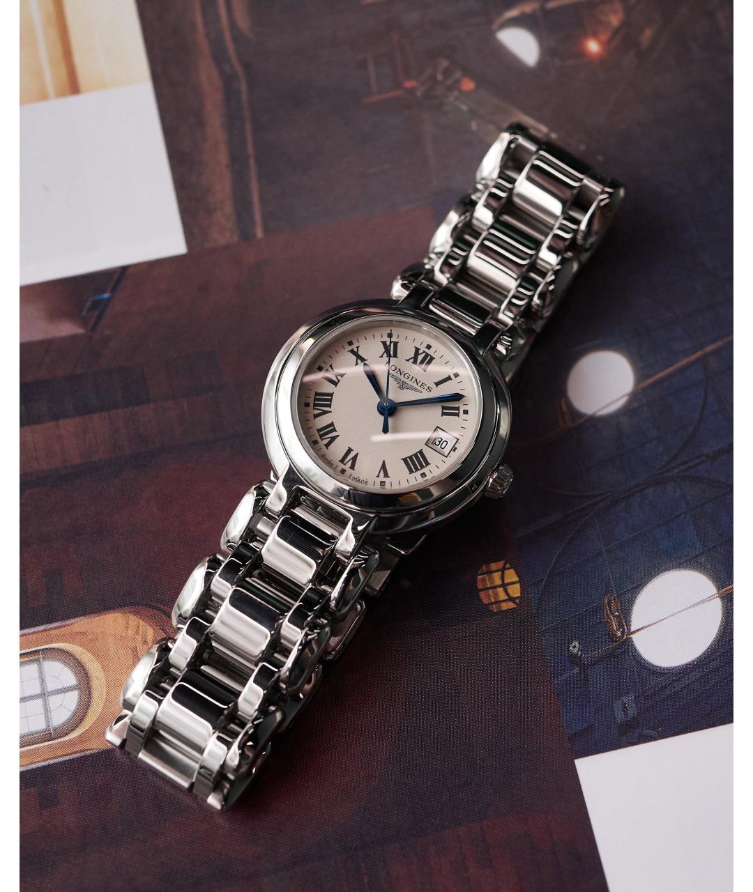 LONGINES Белые металлические часы, фото 3