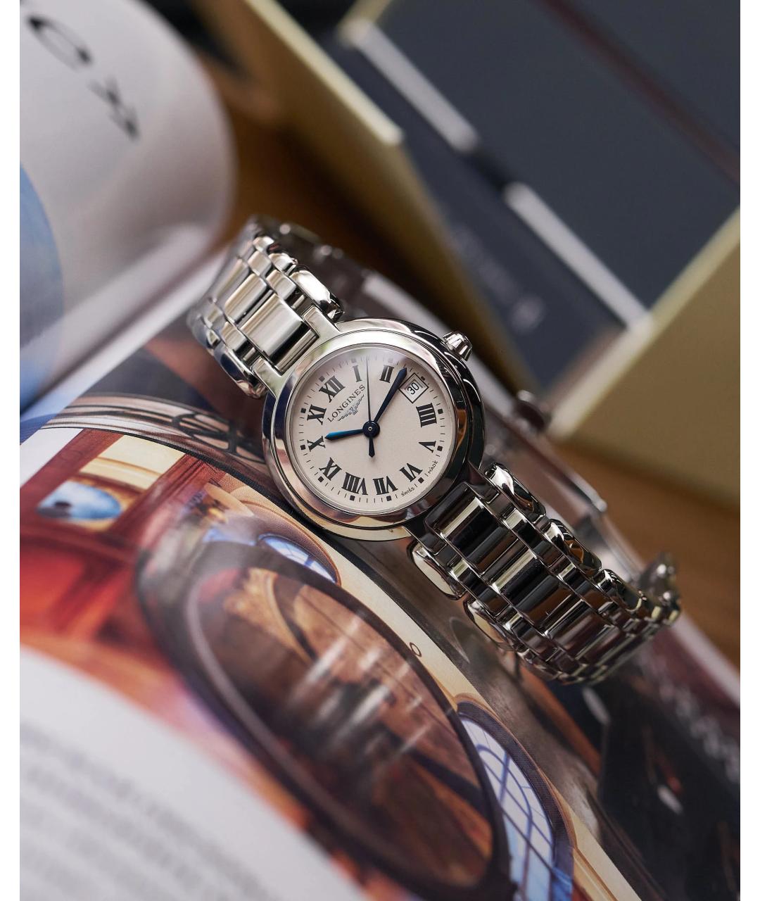 LONGINES Белые металлические часы, фото 2