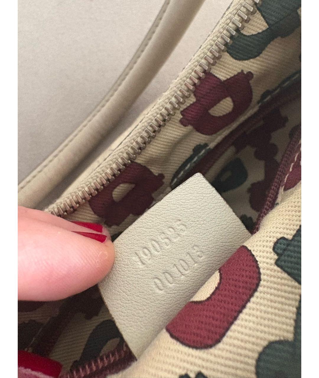 GUCCI Бежевая кожаная сумка с короткими ручками, фото 4