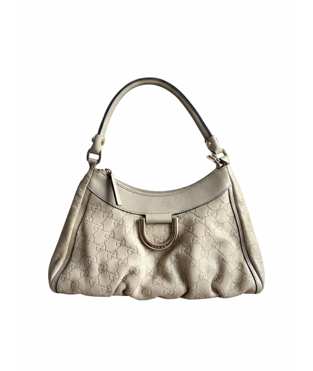 GUCCI Бежевая кожаная сумка с короткими ручками, фото 7