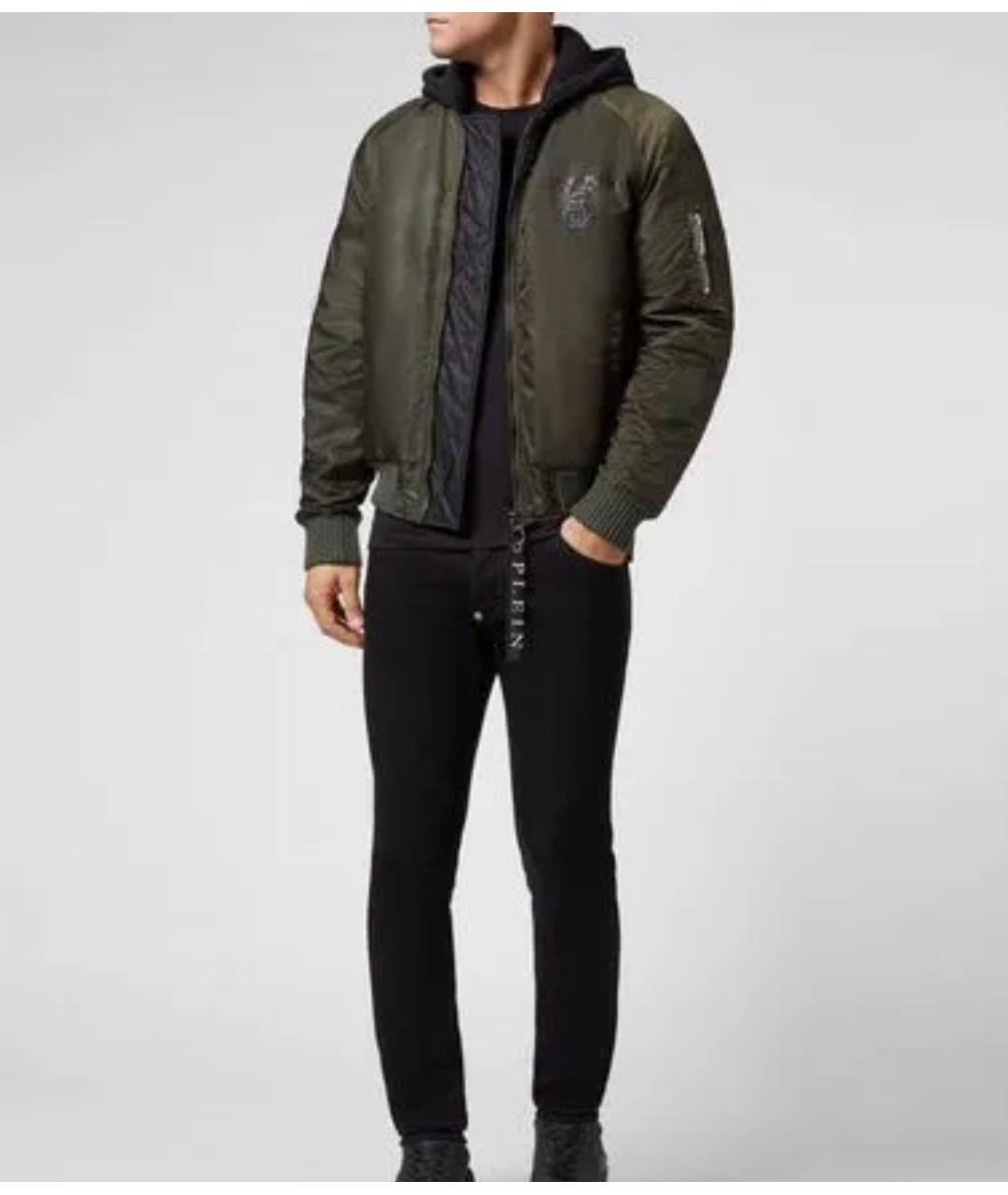 PHILIPP PLEIN Хаки полиамидовая куртка, фото 6