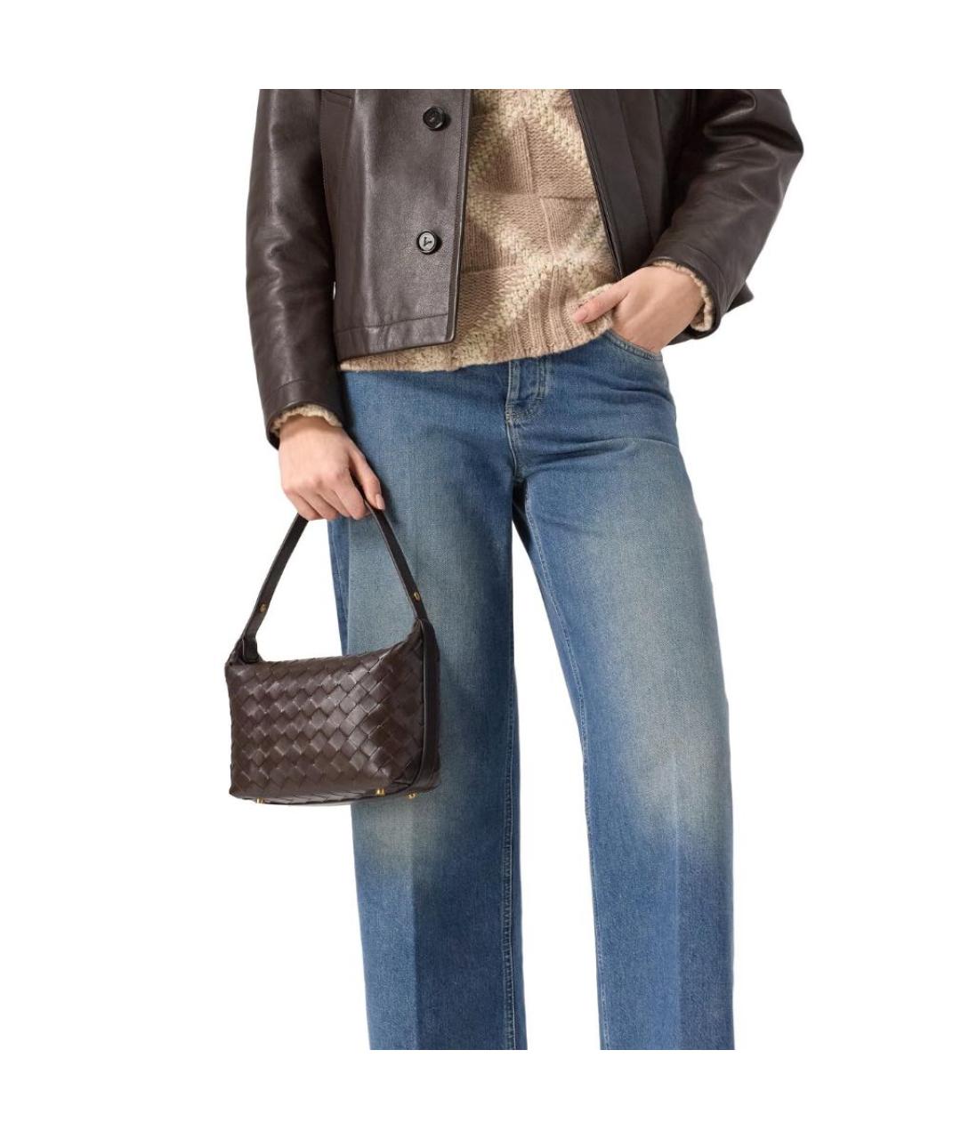 BOTTEGA VENETA Коричневая кожаная сумка с короткими ручками, фото 4