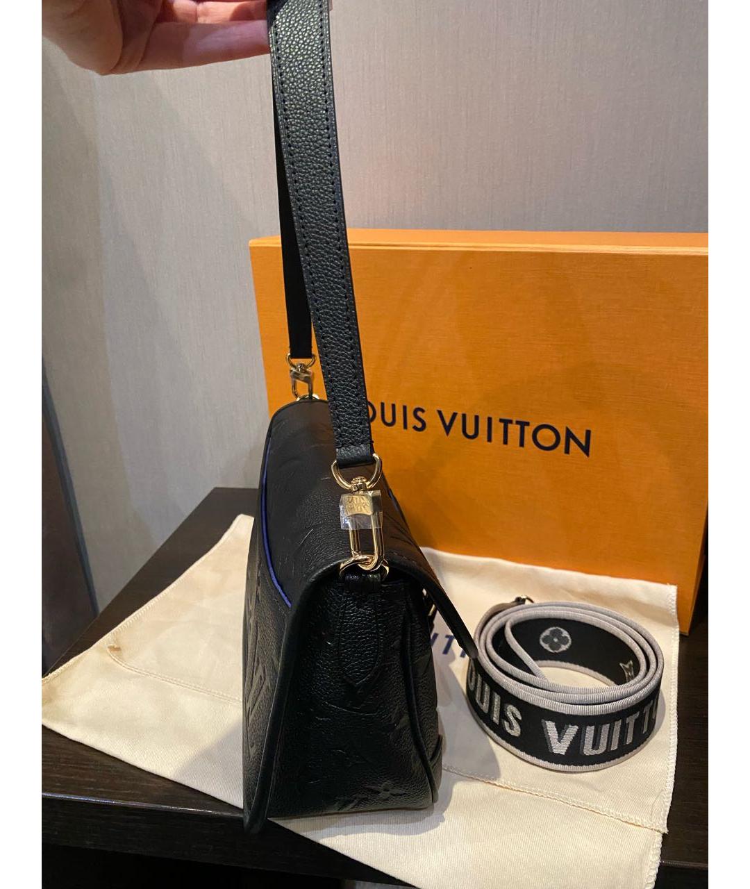LOUIS VUITTON Черная кожаная сумка через плечо, фото 3