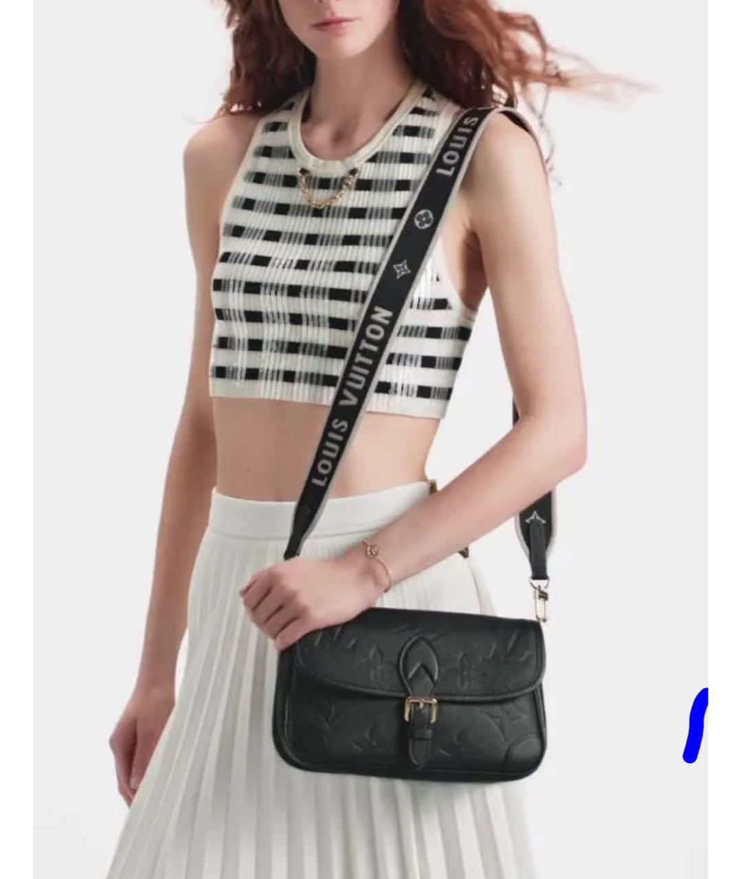 LOUIS VUITTON Черная кожаная сумка через плечо, фото 6