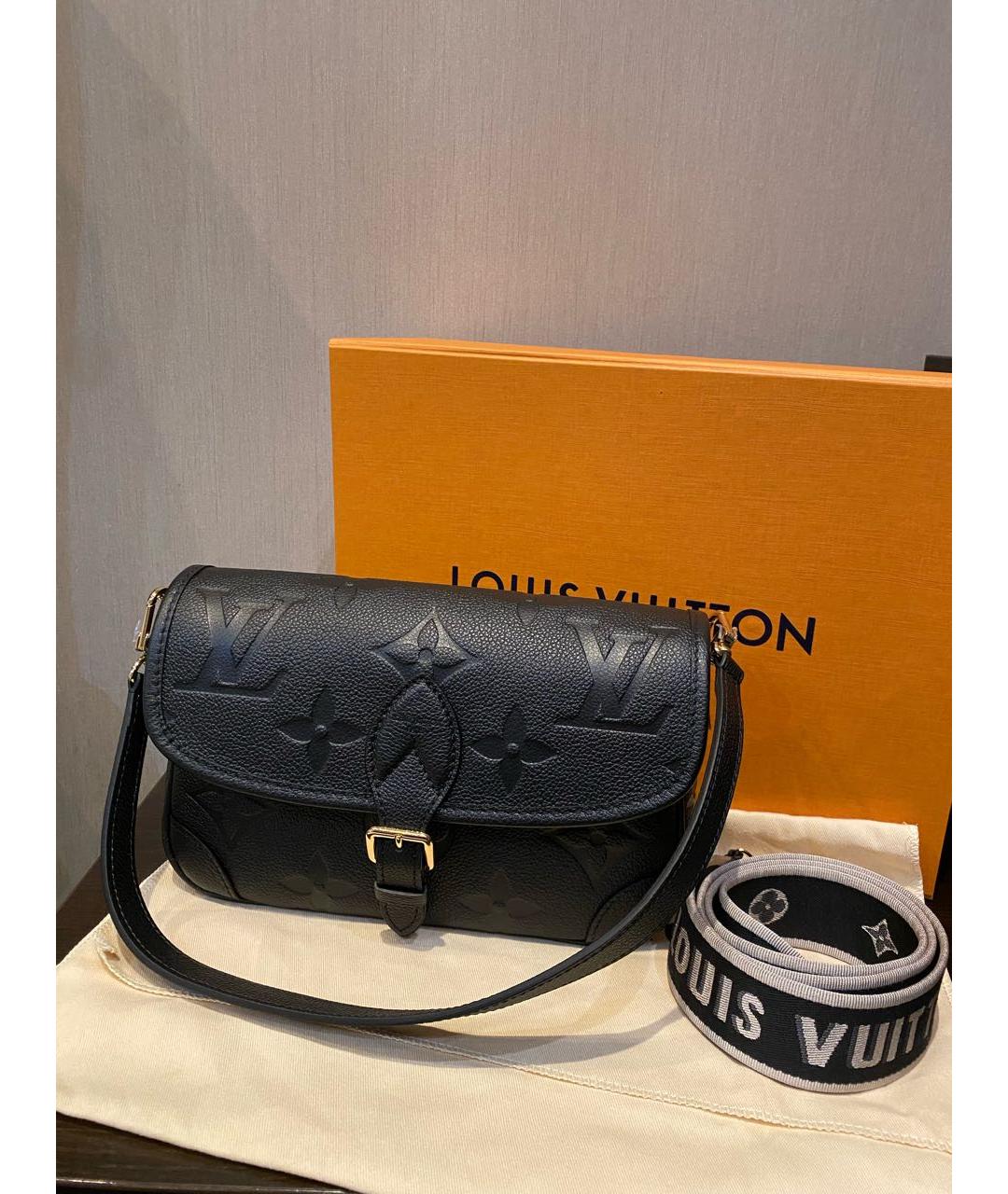 LOUIS VUITTON Черная кожаная сумка через плечо, фото 8