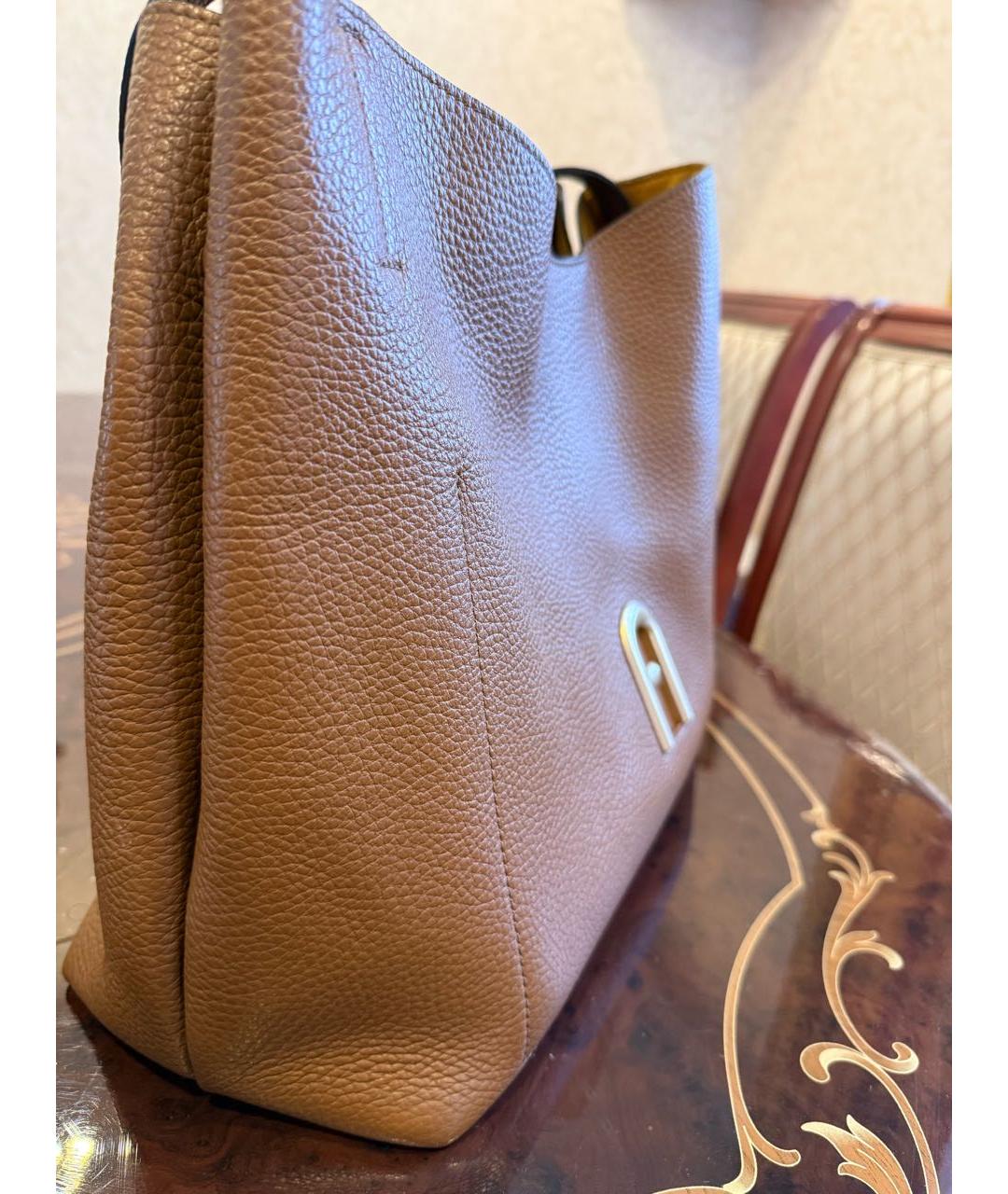 FURLA Горчичная кожаная сумка тоут, фото 2