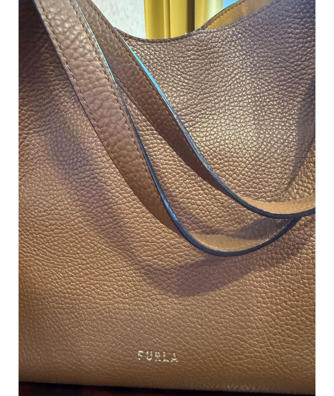 FURLA Горчичная кожаная сумка тоут, фото 3
