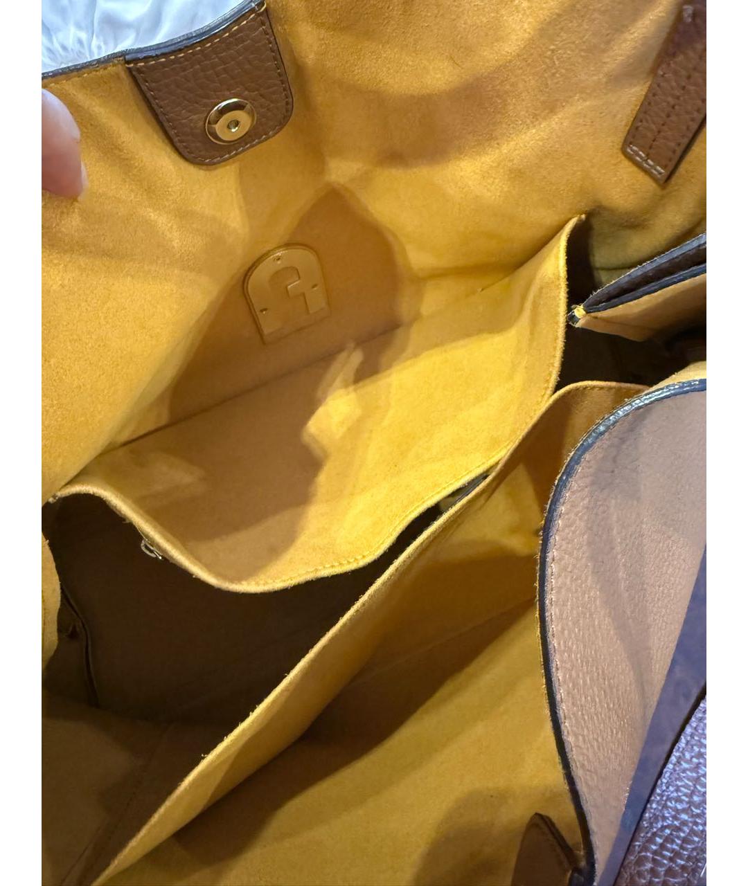 FURLA Горчичная кожаная сумка тоут, фото 5