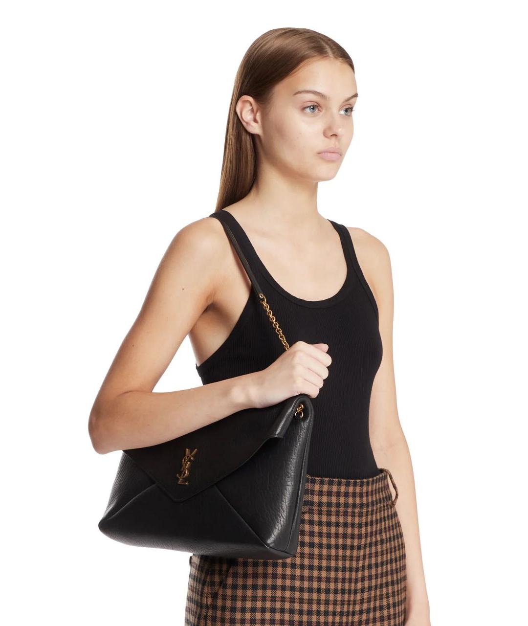 SAINT LAURENT Черная кожаная сумка через плечо, фото 5