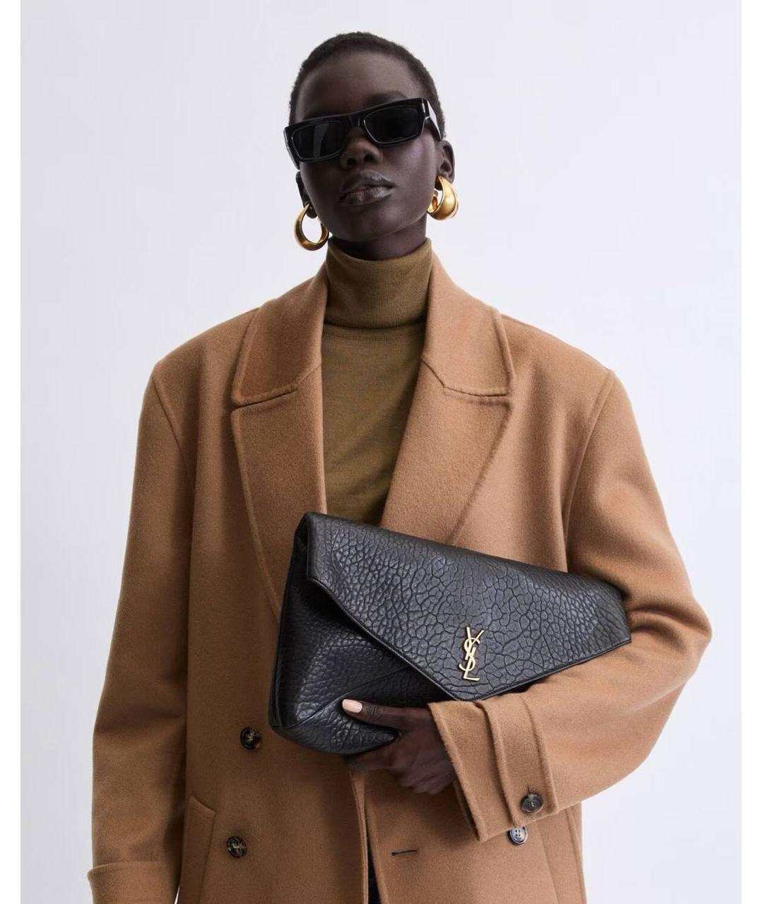 SAINT LAURENT Черная кожаная сумка через плечо, фото 2