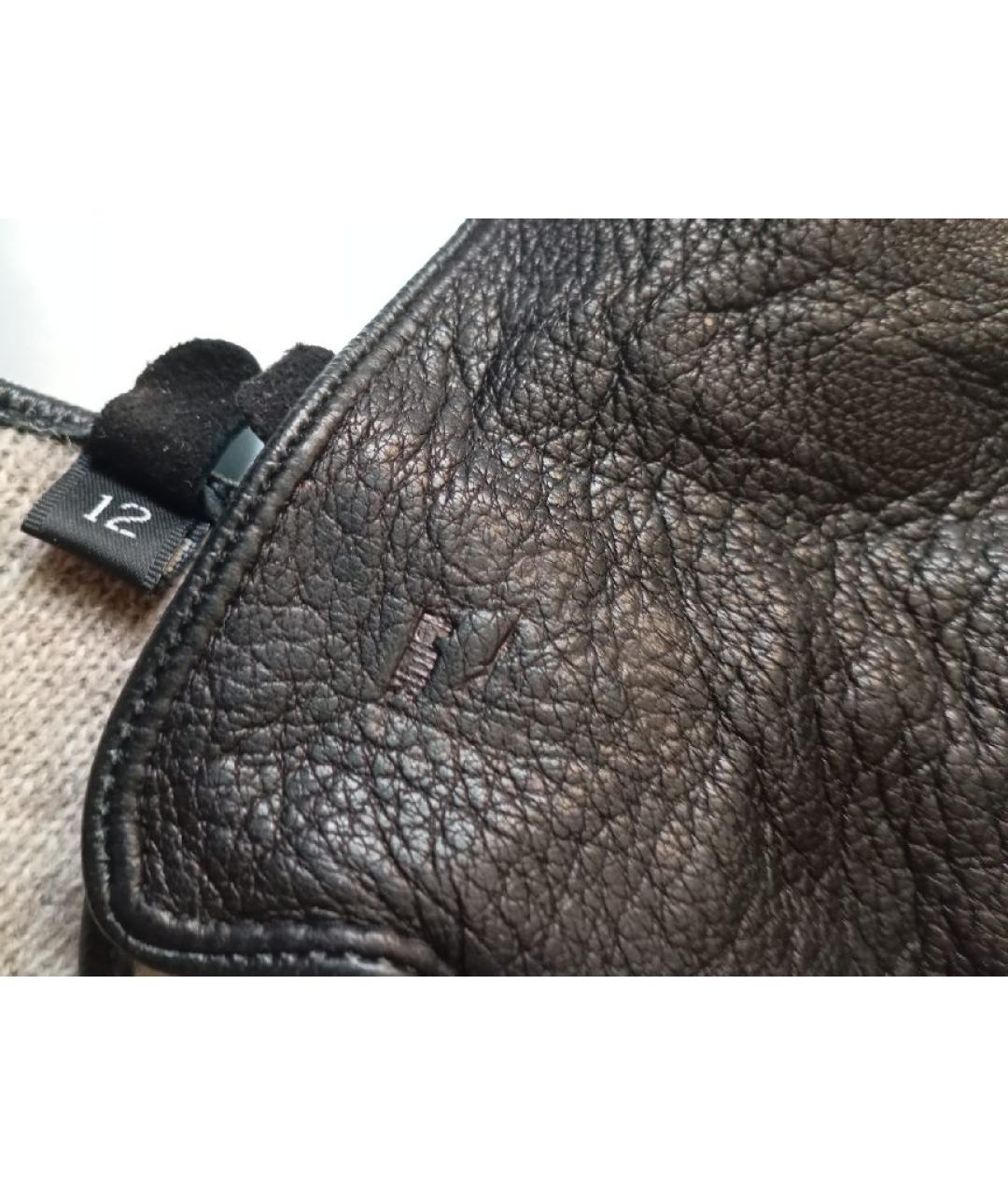 HERMES Черные кожаные перчатки, фото 2