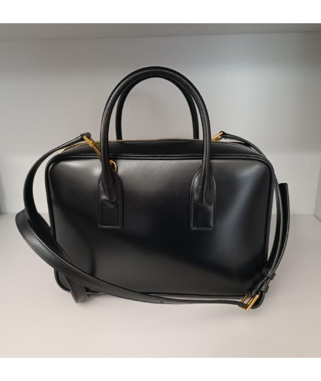 SAINT LAURENT Черная кожаная сумка с короткими ручками, фото 3