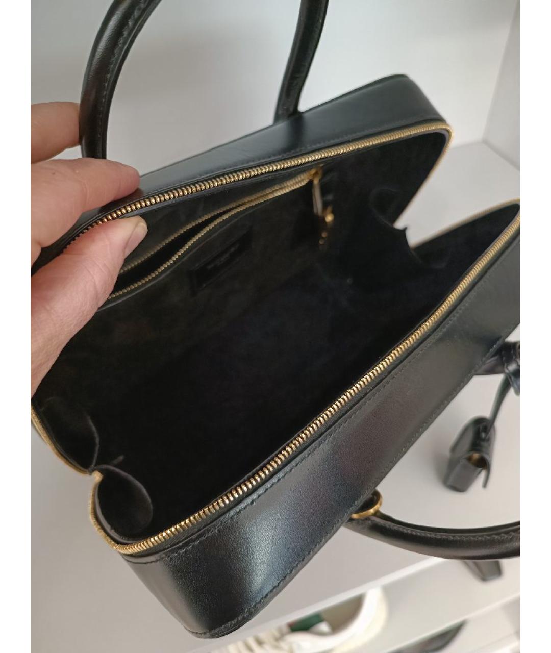 SAINT LAURENT Черная кожаная сумка с короткими ручками, фото 4