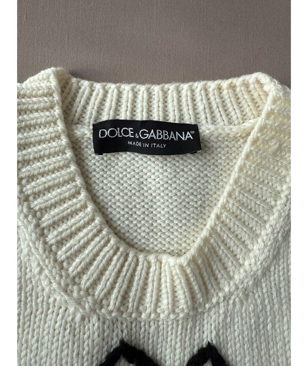 DOLCE&GABBANA Бежевый шерстяной джемпер / свитер, фото 3