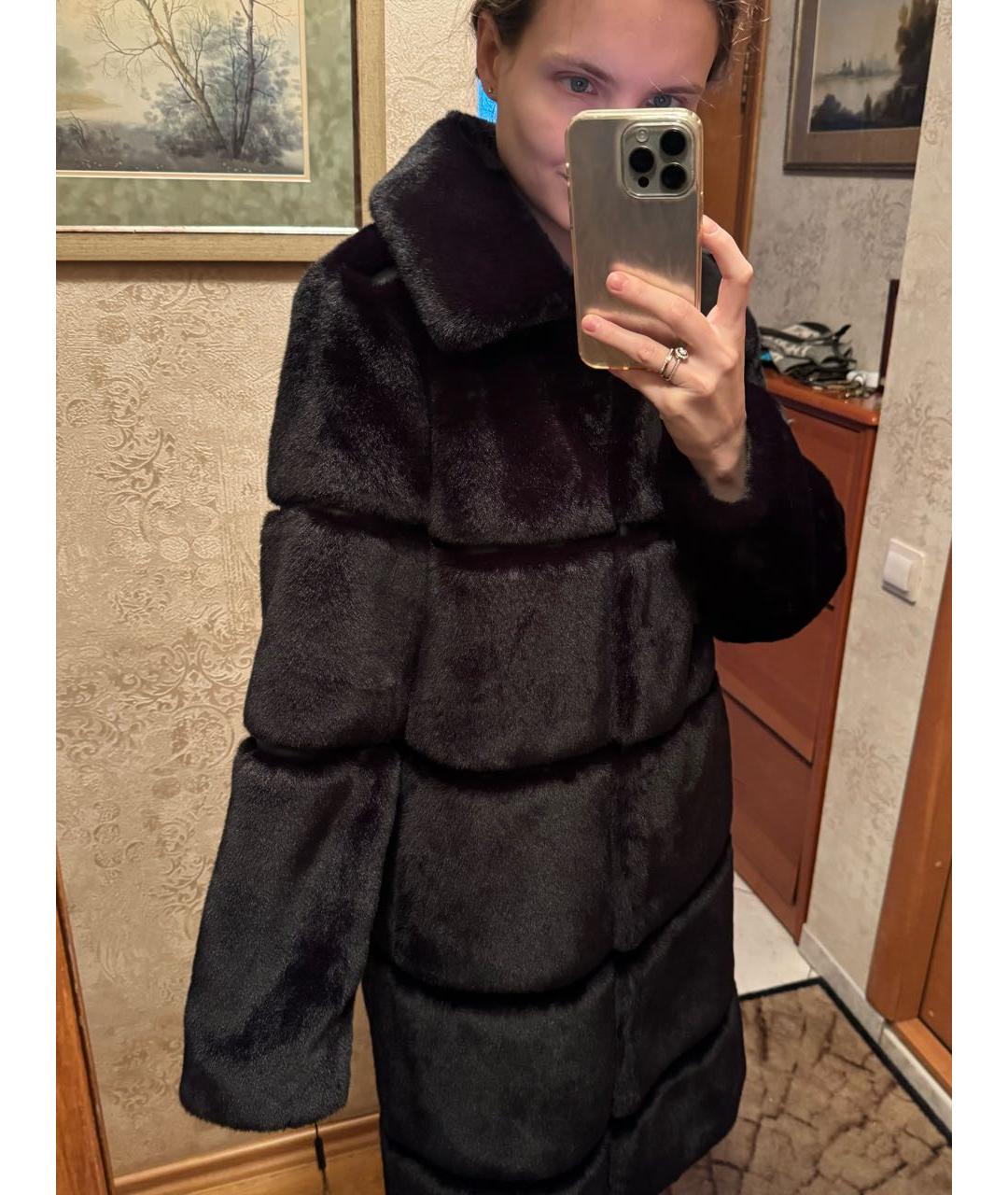 KARL LAGERFELD Черная синтетическая шуба, фото 6