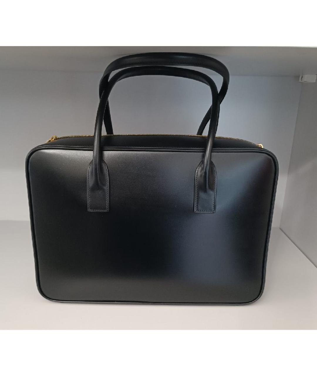 SAINT LAURENT Черная кожаная сумка с короткими ручками, фото 3