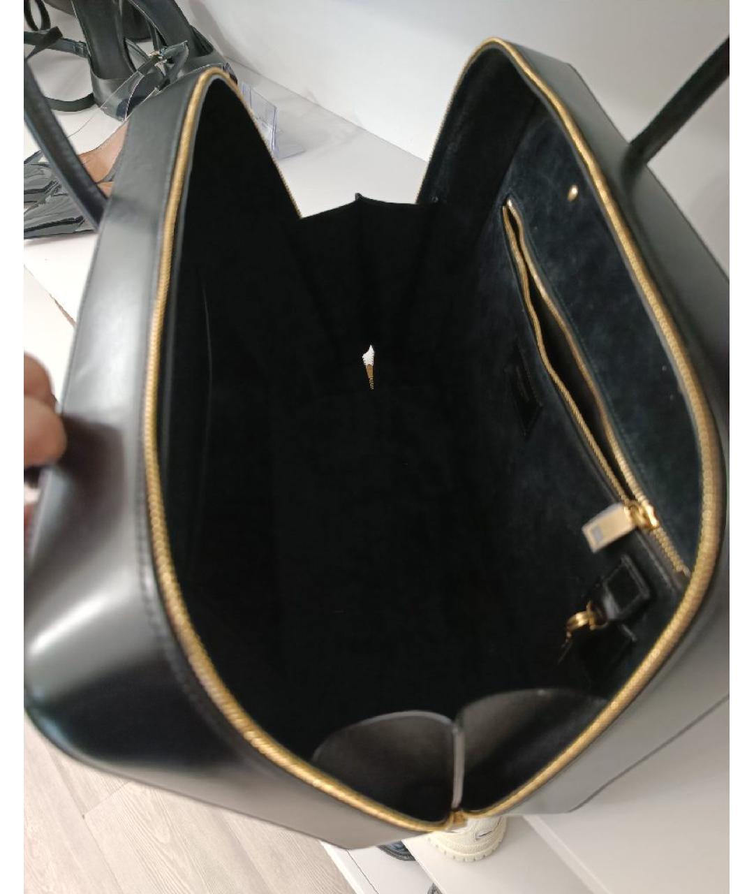 SAINT LAURENT Черная кожаная сумка с короткими ручками, фото 4