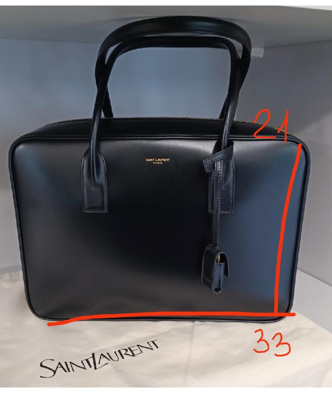 SAINT LAURENT Черная кожаная сумка с короткими ручками, фото 7