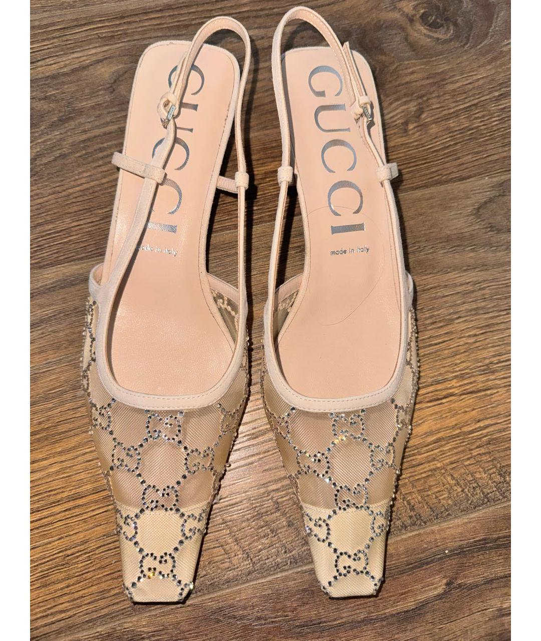 GUCCI Бежевые текстильные туфли, фото 2