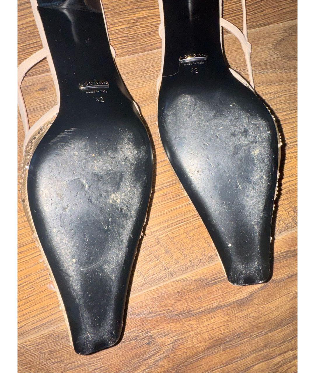 GUCCI Бежевые текстильные туфли, фото 4