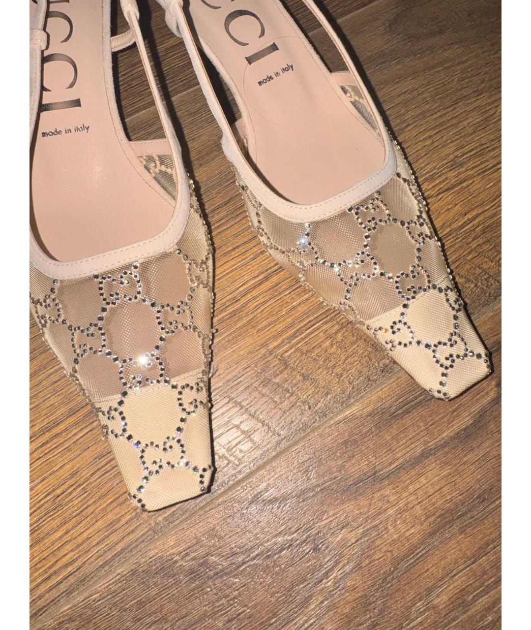 GUCCI Бежевые текстильные туфли, фото 7