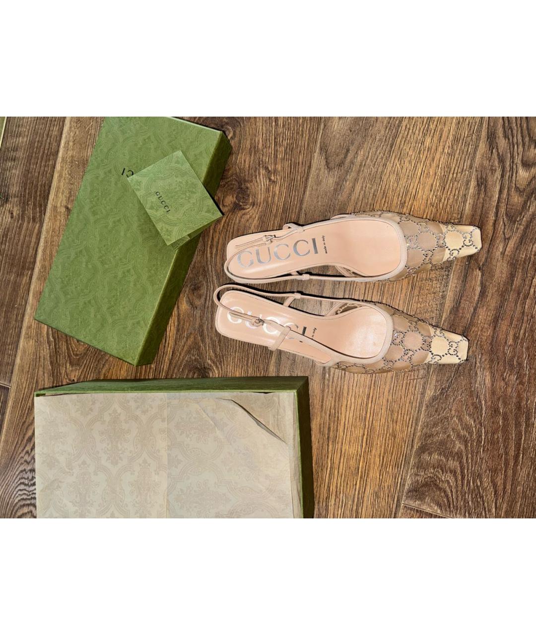 GUCCI Бежевые текстильные туфли, фото 5