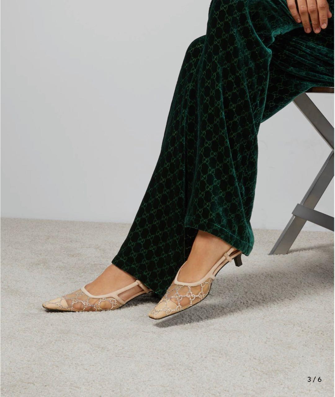 GUCCI Бежевые текстильные туфли, фото 6