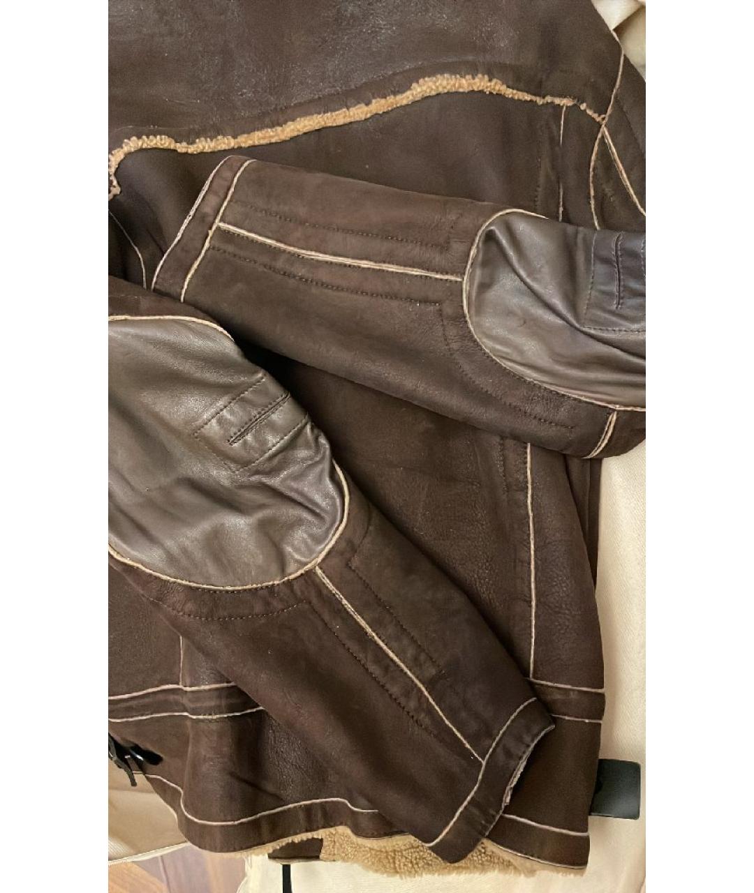 BIKKEMBERGS Коричневая кожаная дубленка/шуба, фото 5