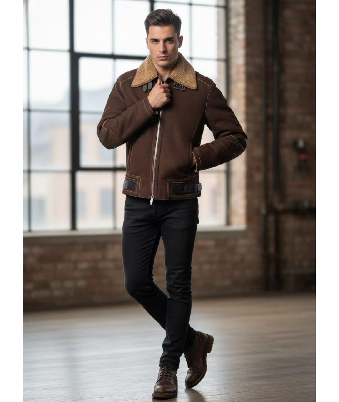 BIKKEMBERGS Коричневая кожаная дубленка/шуба, фото 6