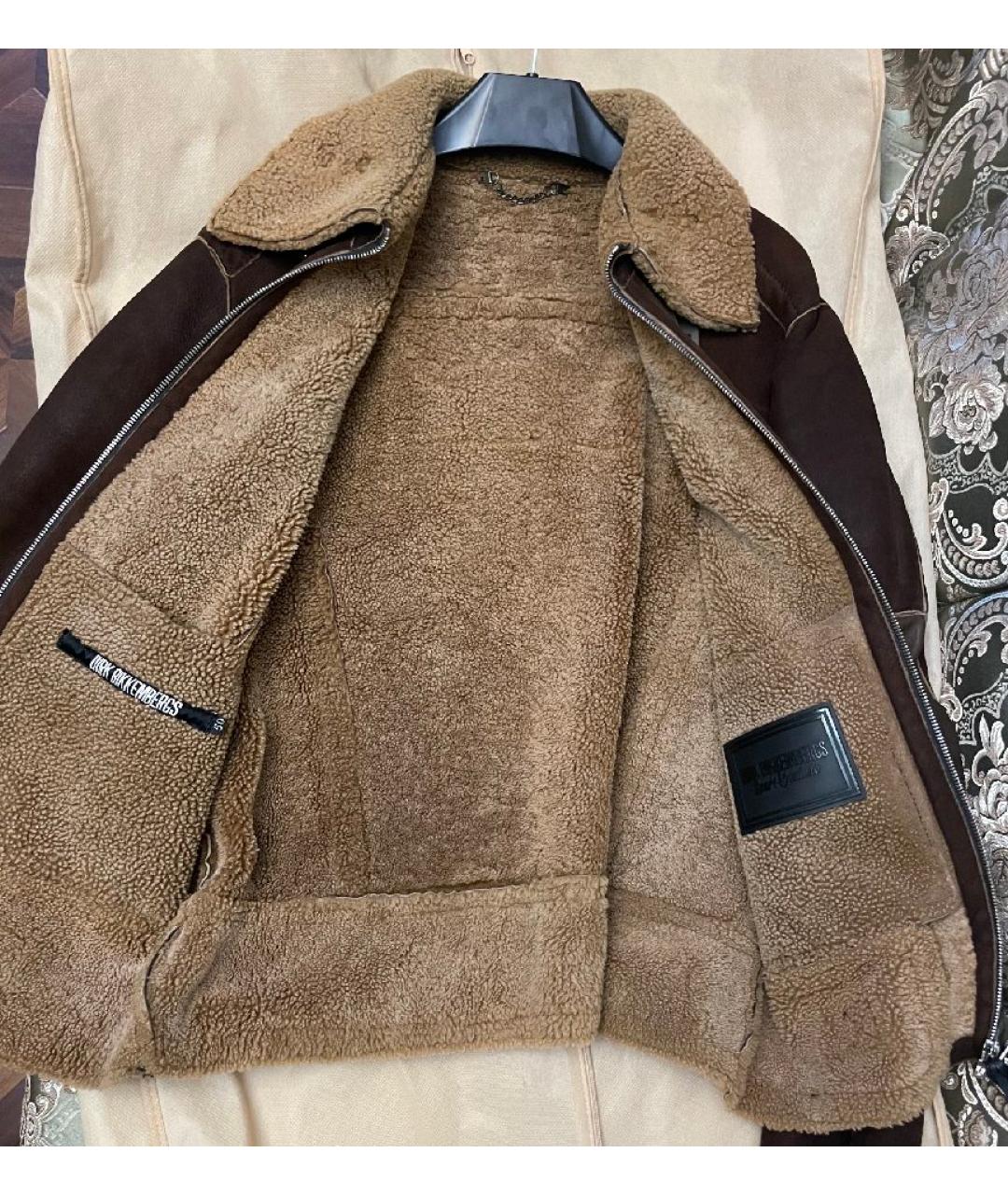 BIKKEMBERGS Коричневая кожаная дубленка/шуба, фото 4