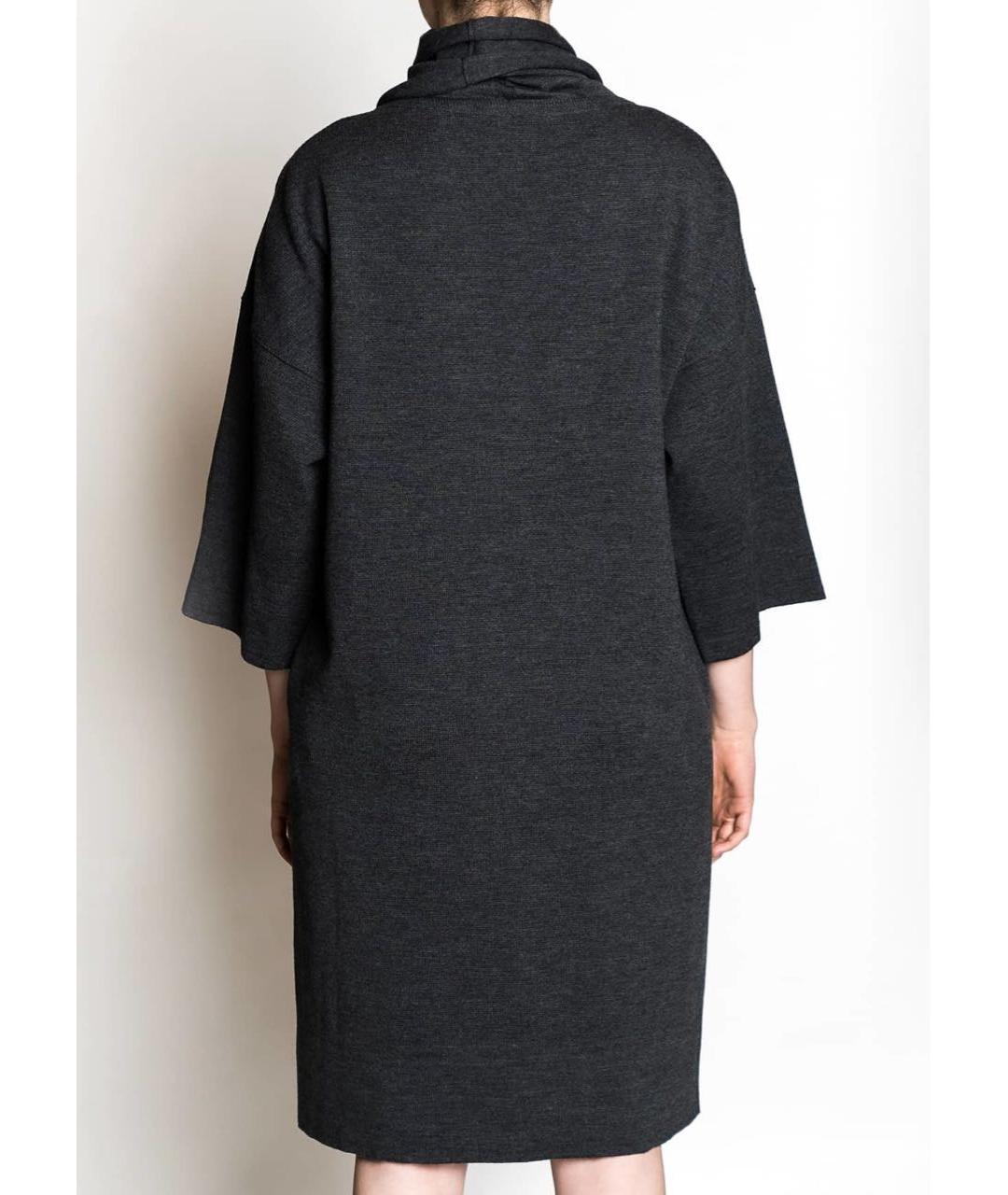 LES COPAINS Антрацитовое шерстяное повседневное платье, фото 3