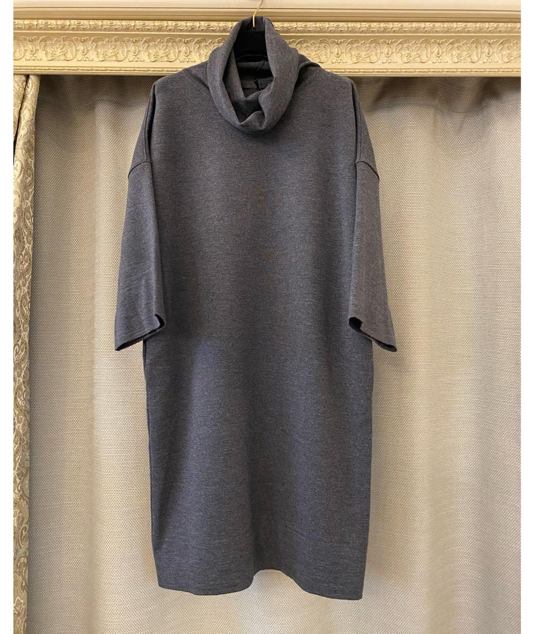 LES COPAINS Антрацитовое шерстяное повседневное платье, фото 4