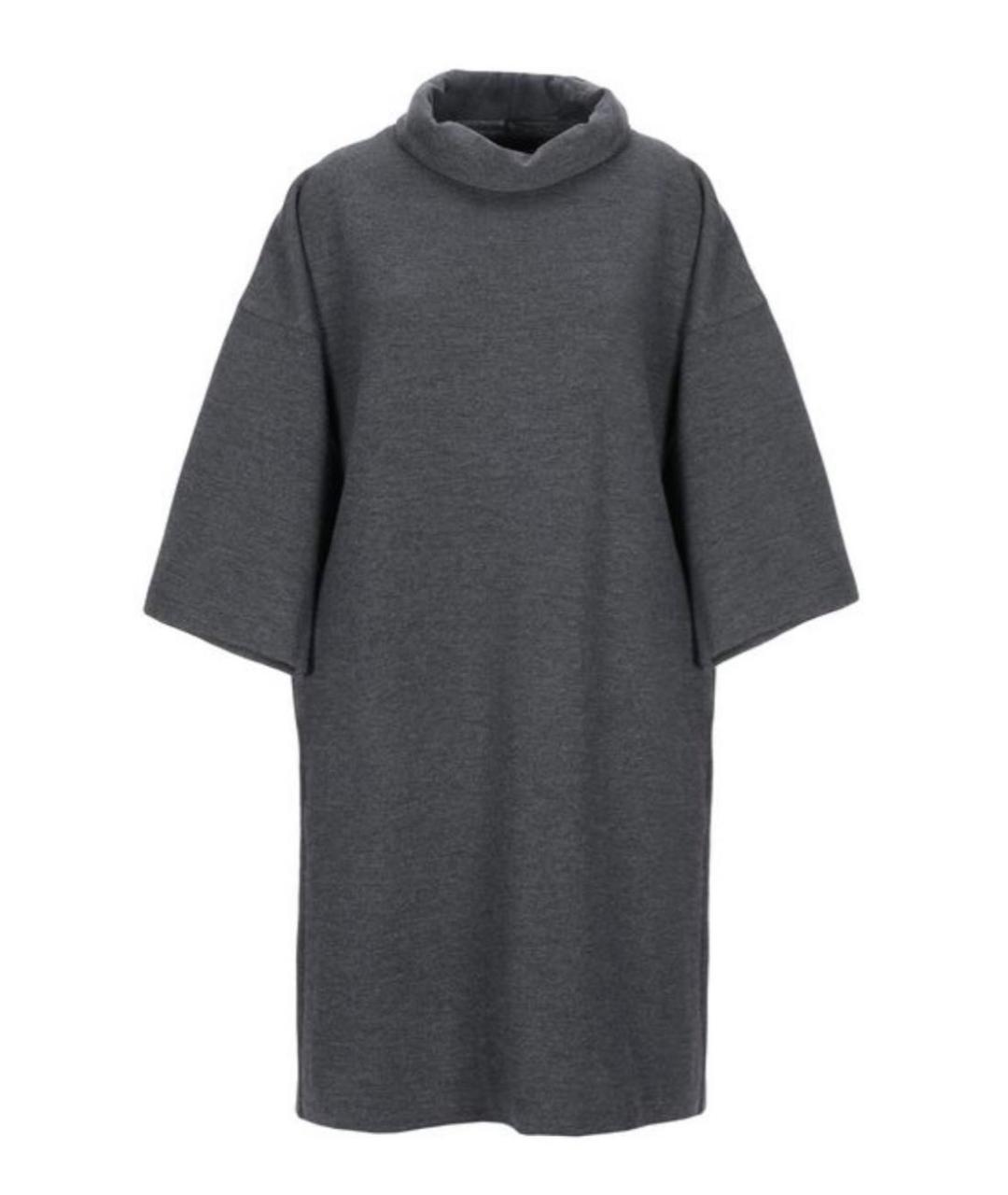 LES COPAINS Антрацитовое шерстяное повседневное платье, фото 1