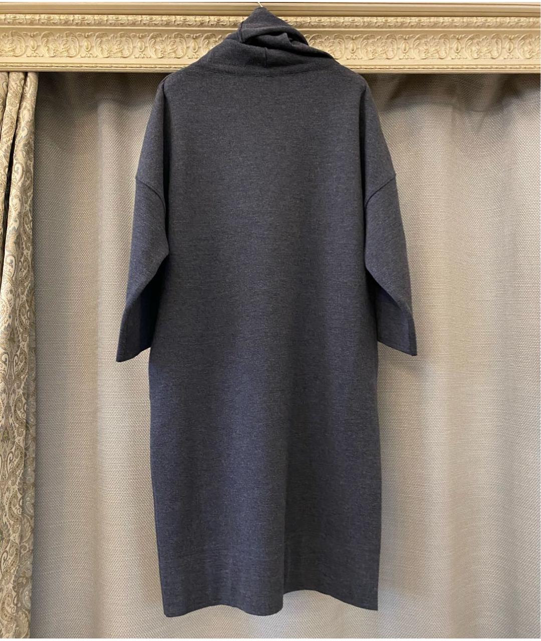 LES COPAINS Антрацитовое шерстяное повседневное платье, фото 7