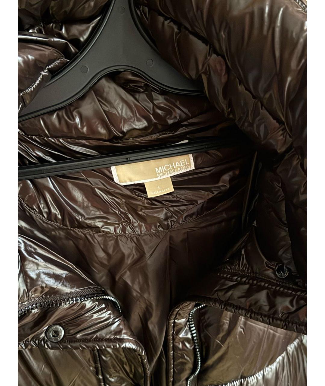 MICHAEL KORS Коричневый полиэстеровый пуховик, фото 4