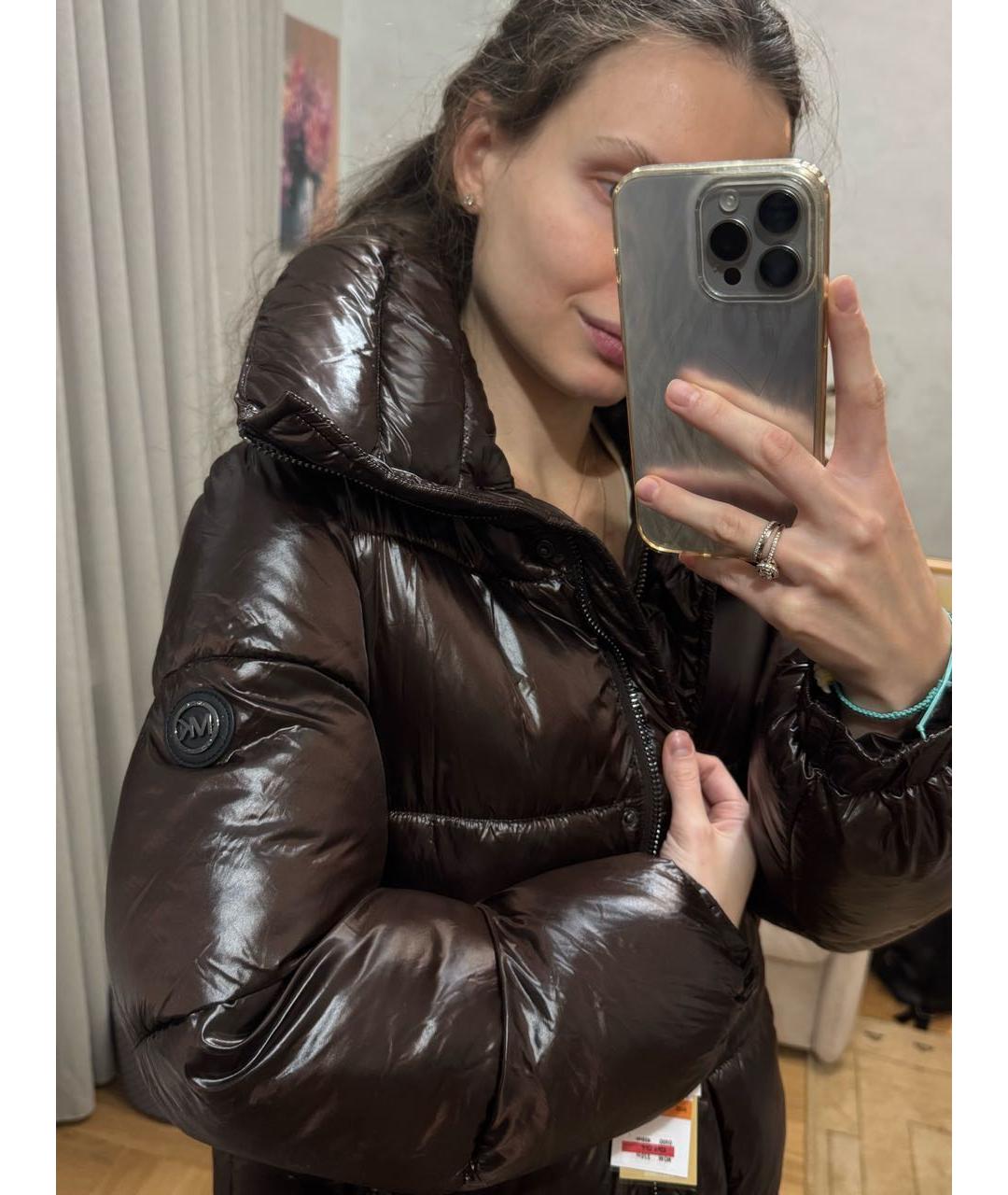 MICHAEL KORS Коричневый полиэстеровый пуховик, фото 8