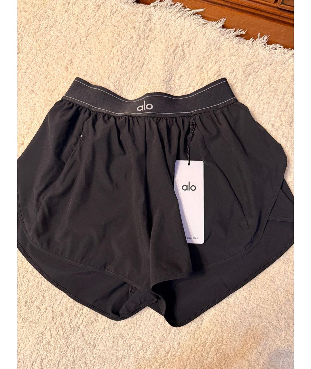 ALO YOGA Черные полиэстеровые спортивные брюки и шорты, фото 2