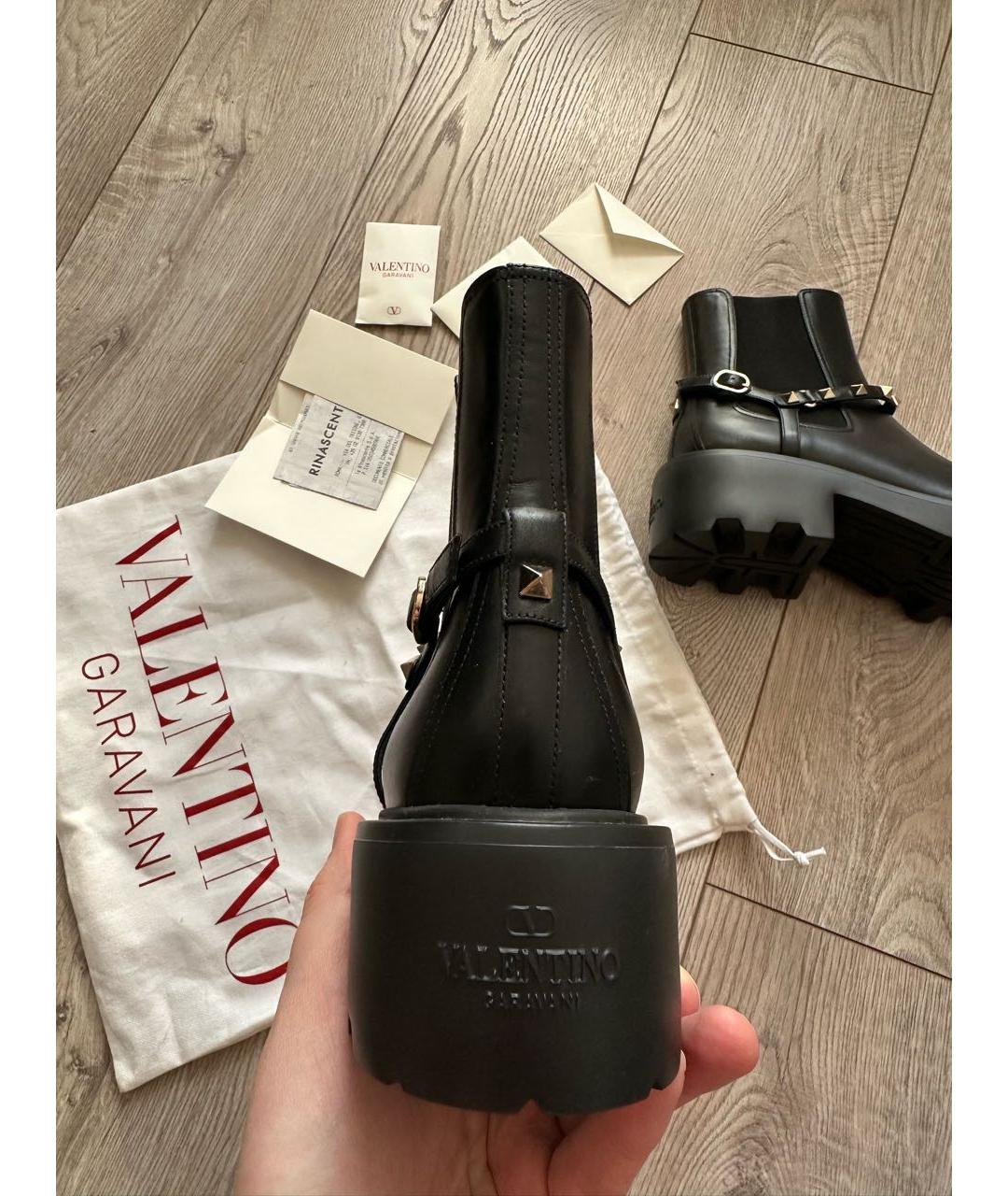 VALENTINO Черные кожаные полусапоги, фото 3