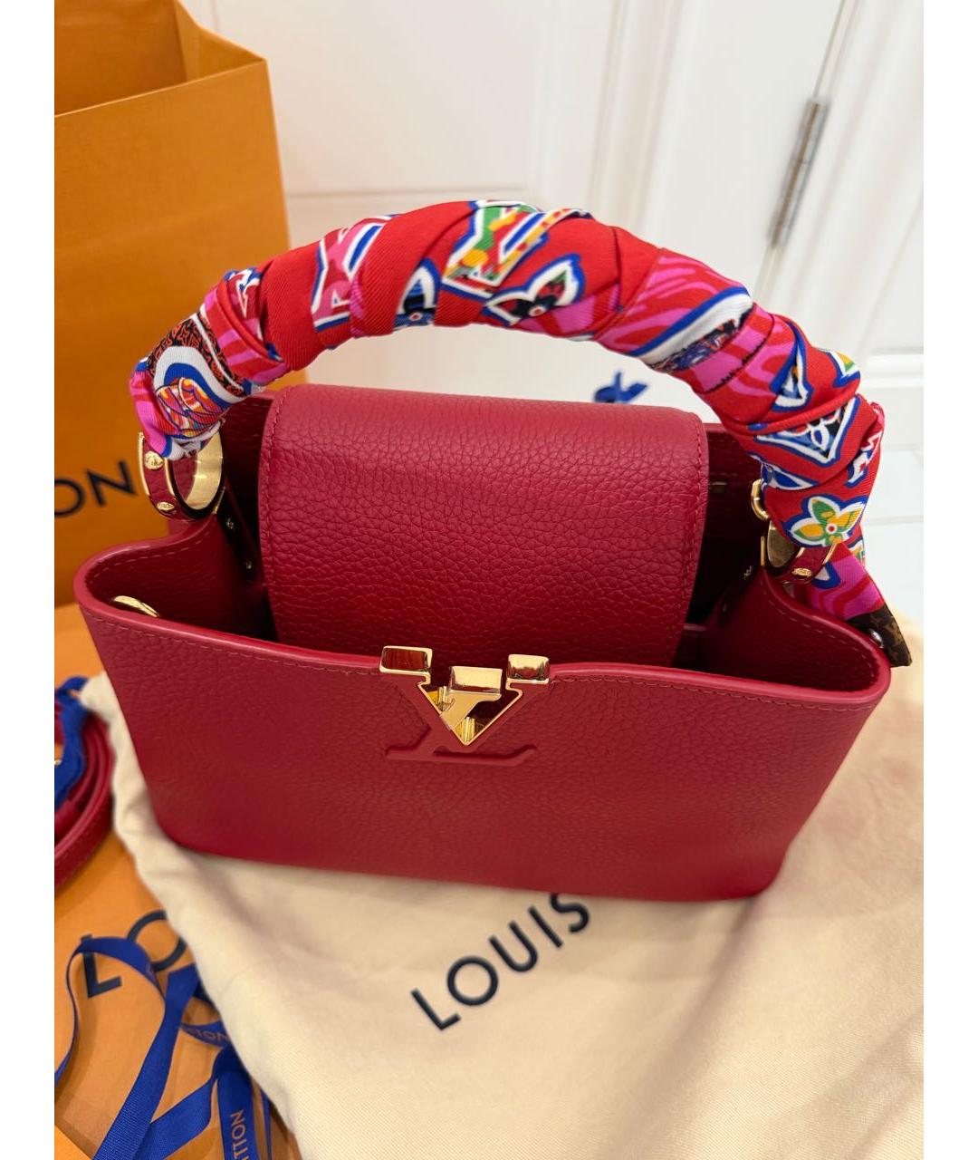 LOUIS VUITTON Красная кожаная сумка с короткими ручками, фото 8