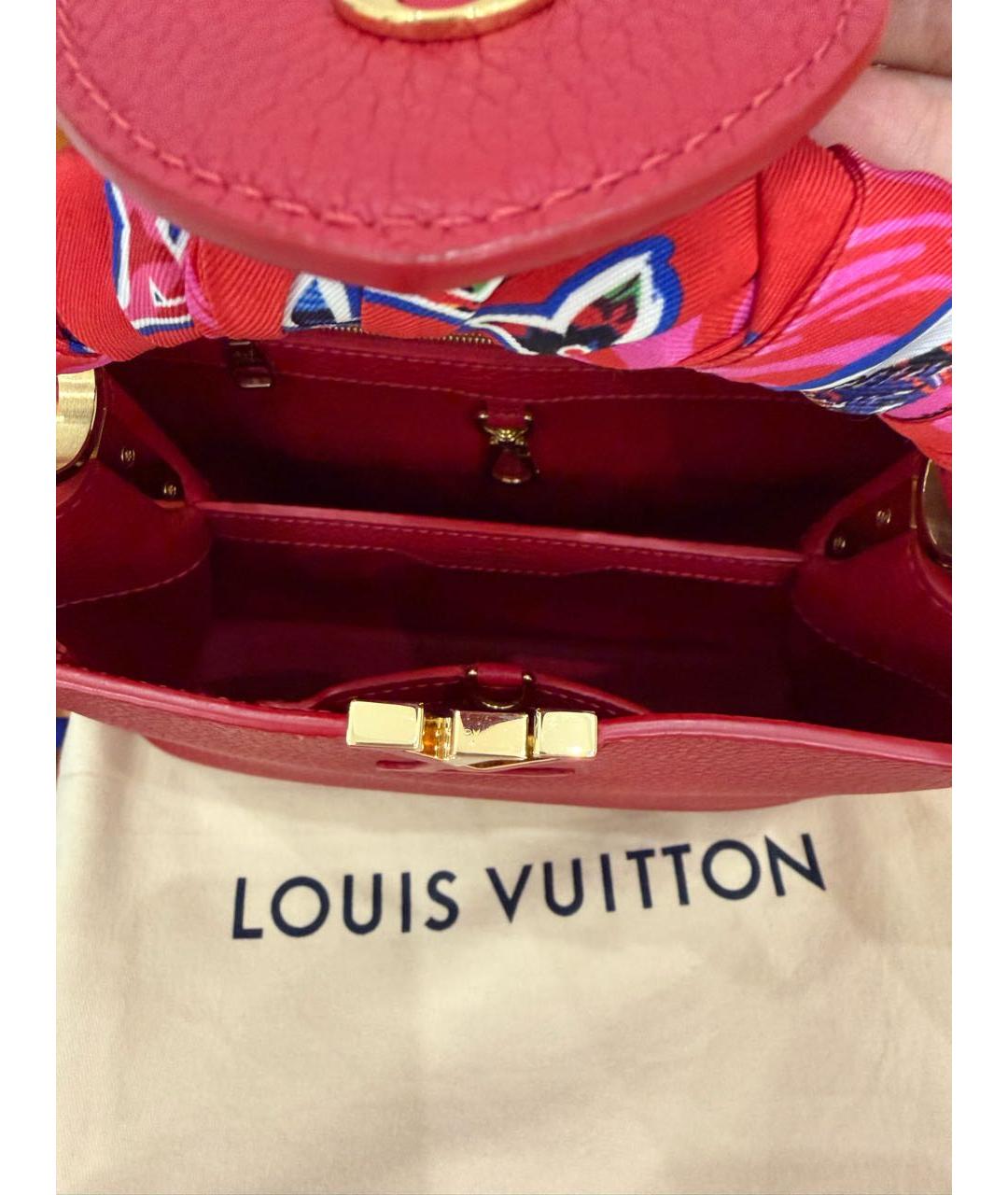 LOUIS VUITTON Красная кожаная сумка с короткими ручками, фото 7