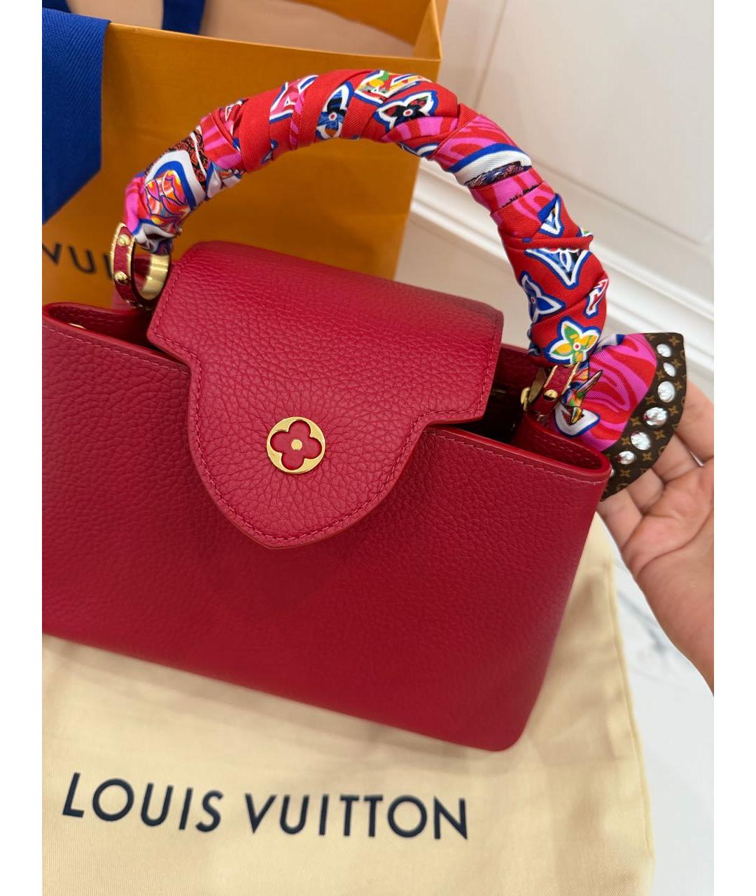 LOUIS VUITTON Красная кожаная сумка с короткими ручками, фото 6