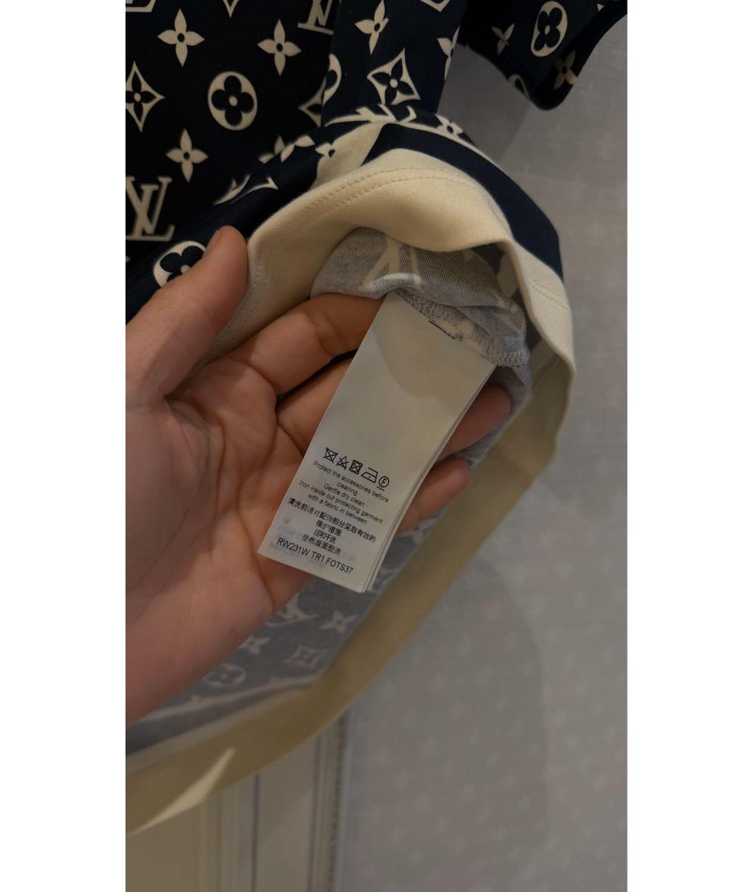 LOUIS VUITTON Темно-синяя хлопковая футболка, фото 3