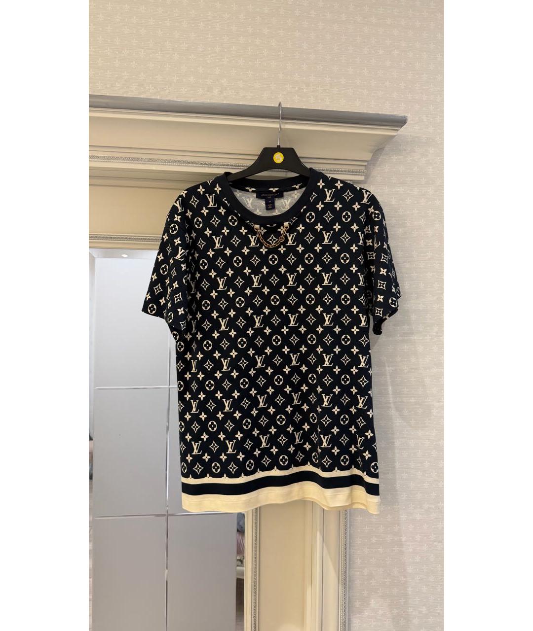 LOUIS VUITTON Темно-синяя хлопковая футболка, фото 5