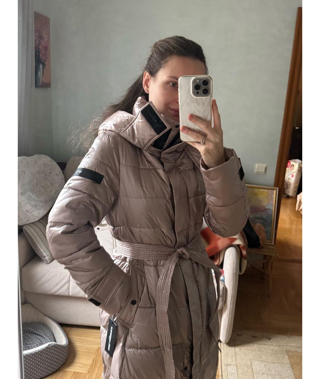 KARL LAGERFELD Бежевый полиэстеровый пуховик, фото 5