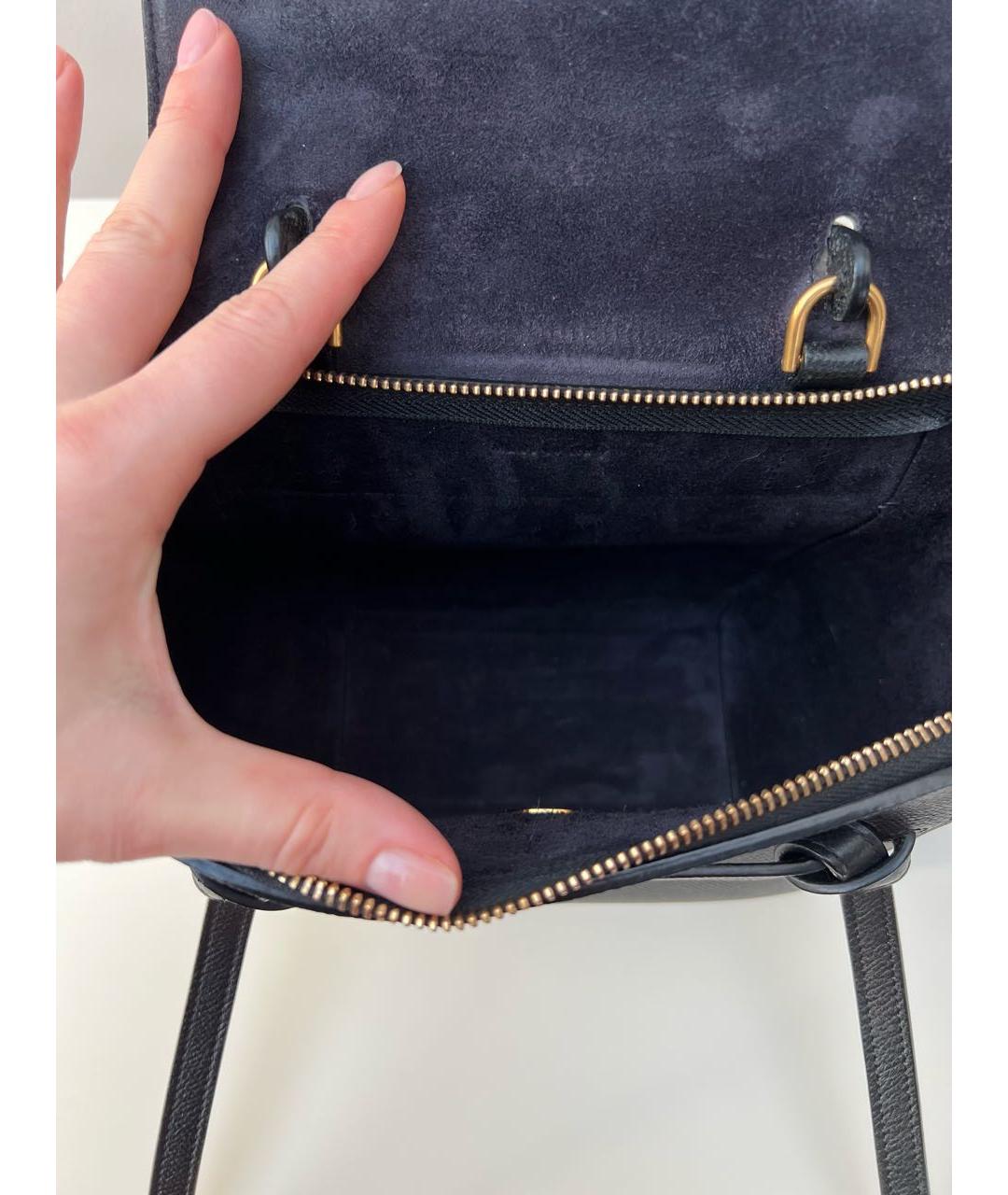 CELINE Черная кожаная сумка с короткими ручками, фото 6