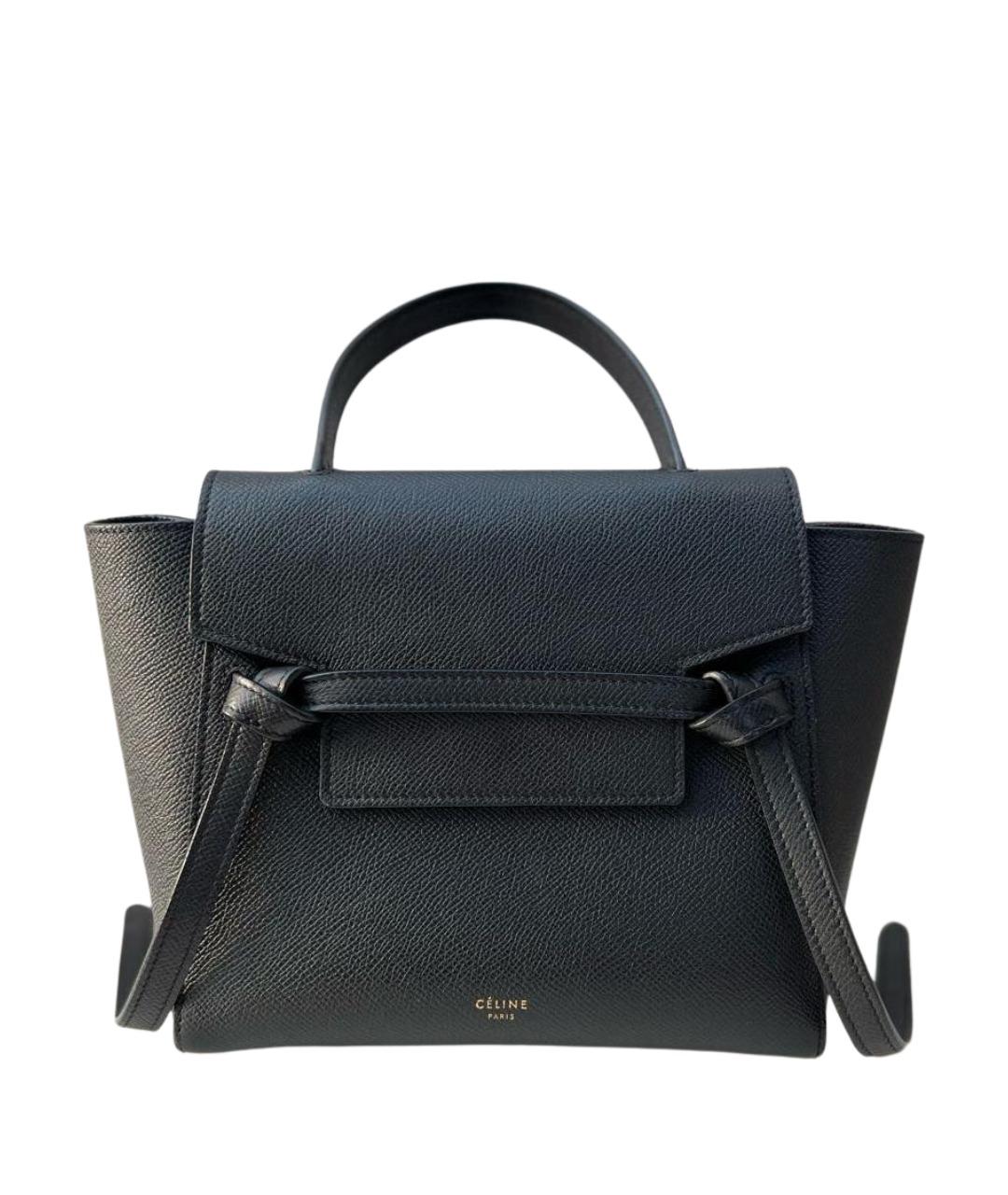 CELINE Черная кожаная сумка с короткими ручками, фото 1